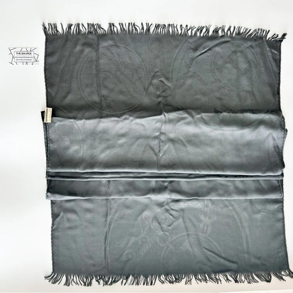 NWT HERMES Cashmere Silk New Libris Stole Shawl Gray Flanelle 210cm x 75cm - Picture 1 of 8